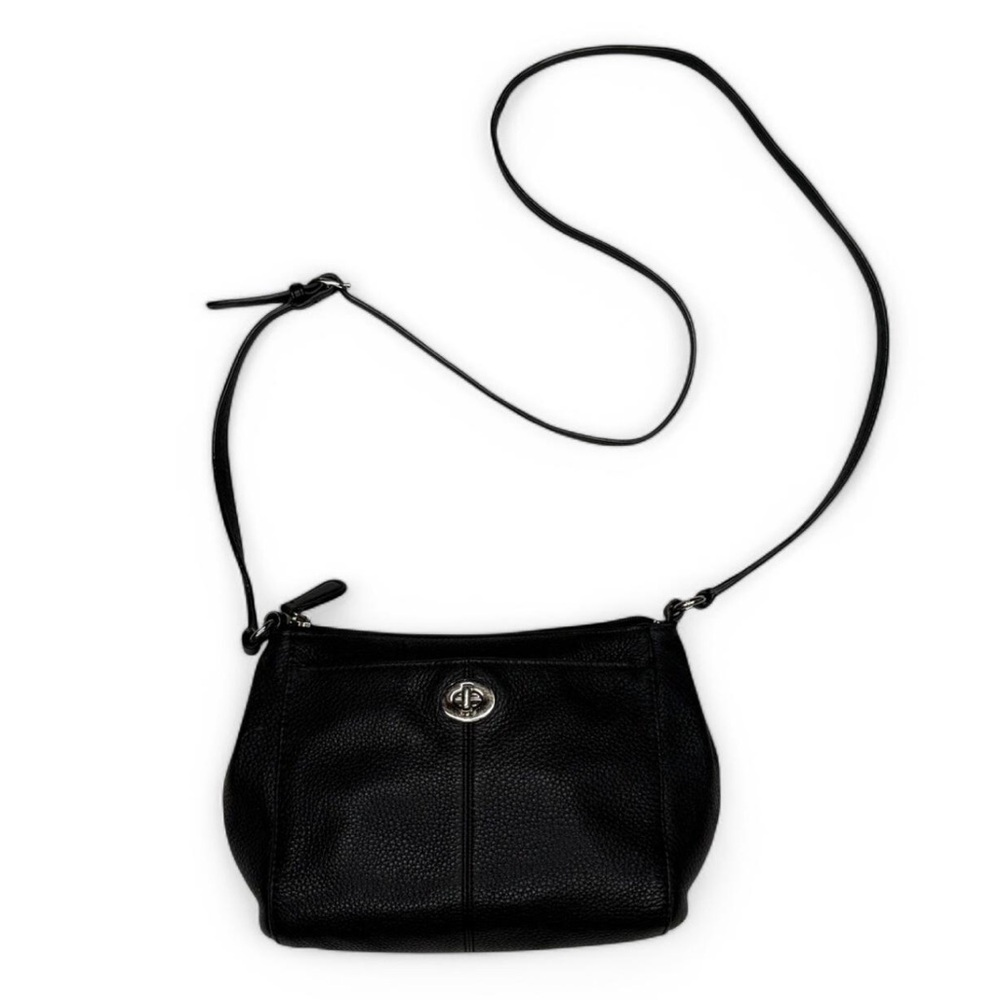 Coach Black Leather Crossbody Bag with silver hardware ♡